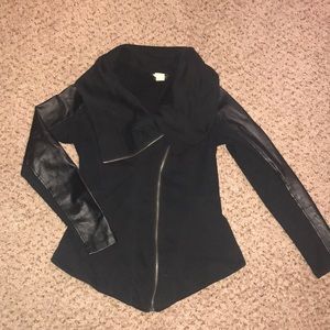 Black Jacket, leather sleeves